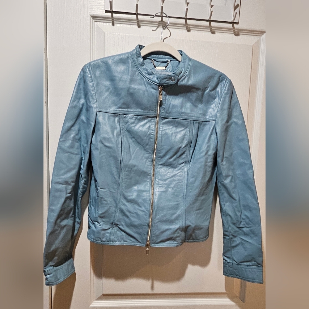 Danier Blue Leather Jacket